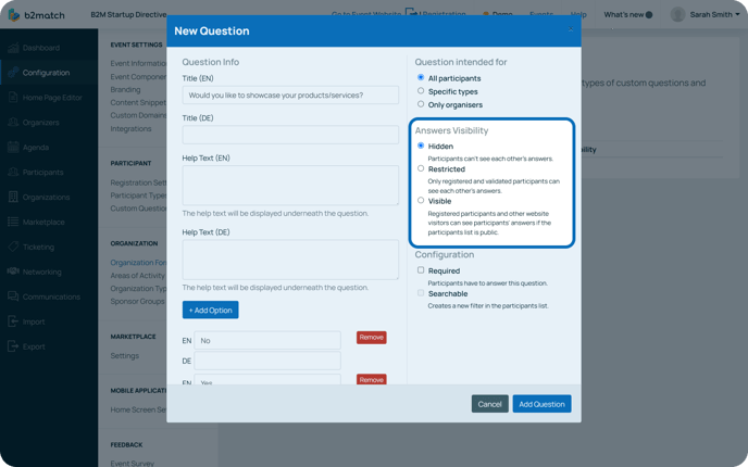 Answers visibility