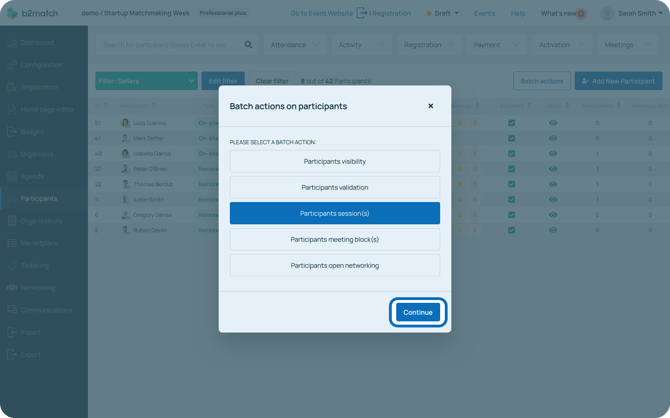 Batch actions continue
