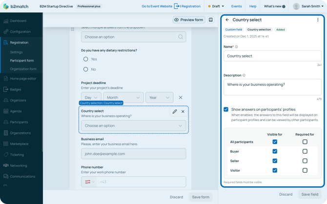 Country select field
