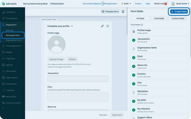 Create new field in reg form
