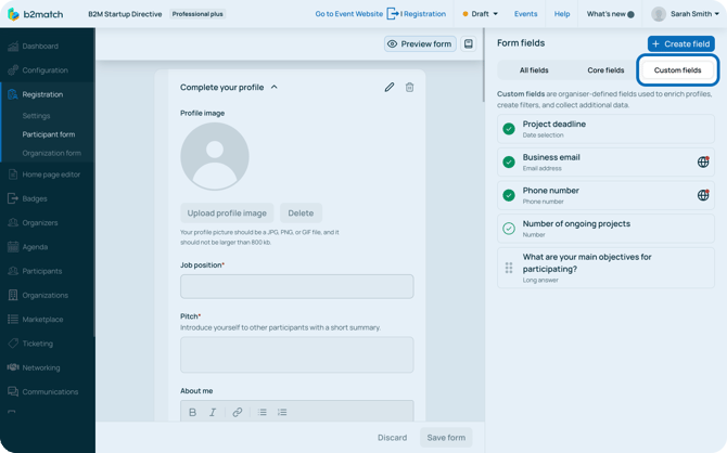 Custom fields in Form fields sidebar-1