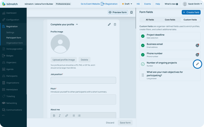 Editing custom fields