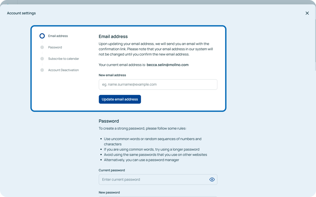 Changing Email Address
