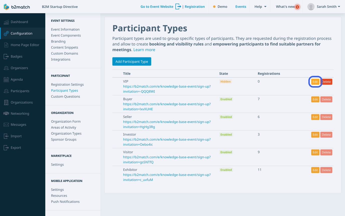 Deleting Participant Types