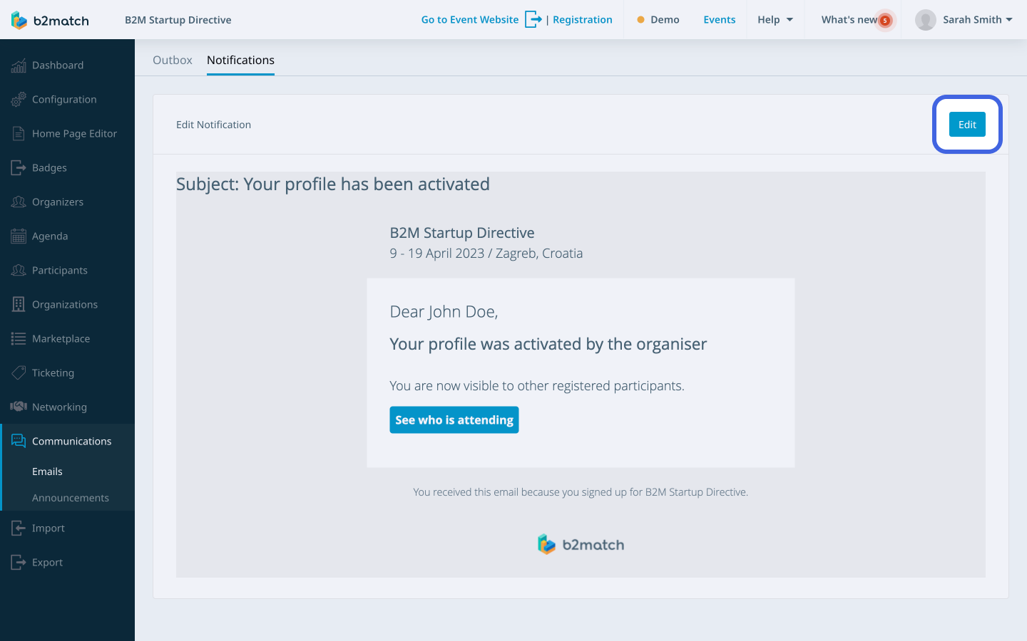 Editing Email Notifications