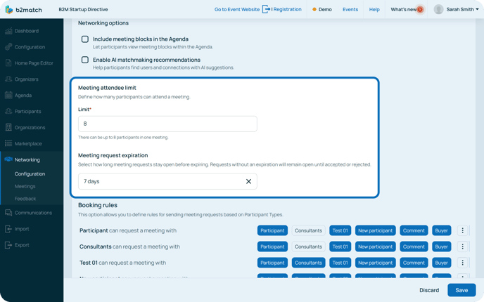 Meeting attendee limit