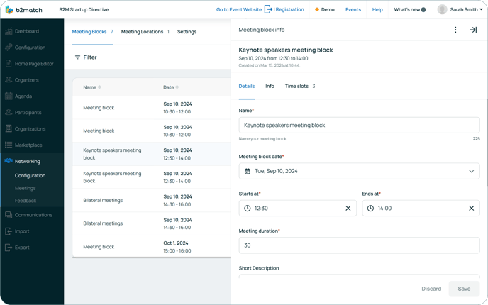 Meeting block info sidebar