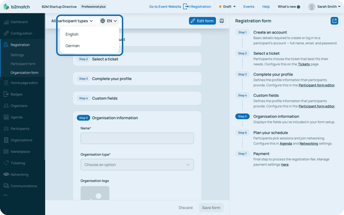 Multilingual org form preview