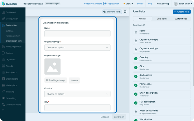 Org main content area