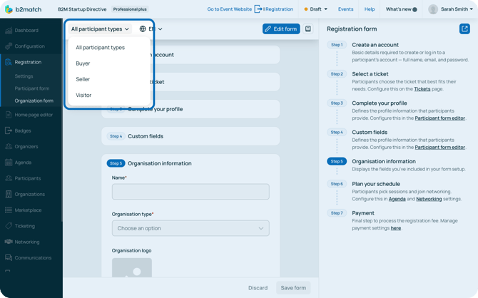 Pax type reg org form