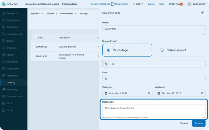 Promo code description