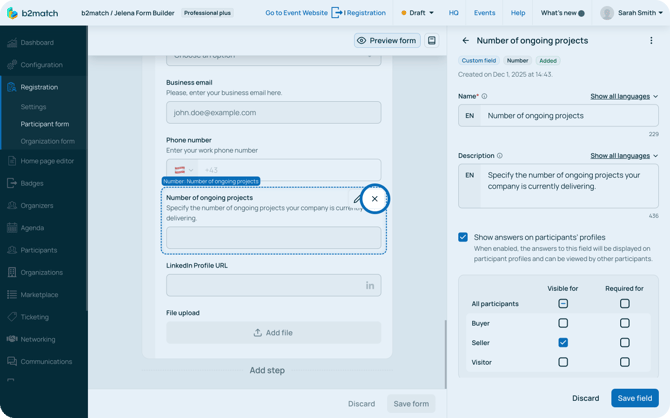 Remove field from form