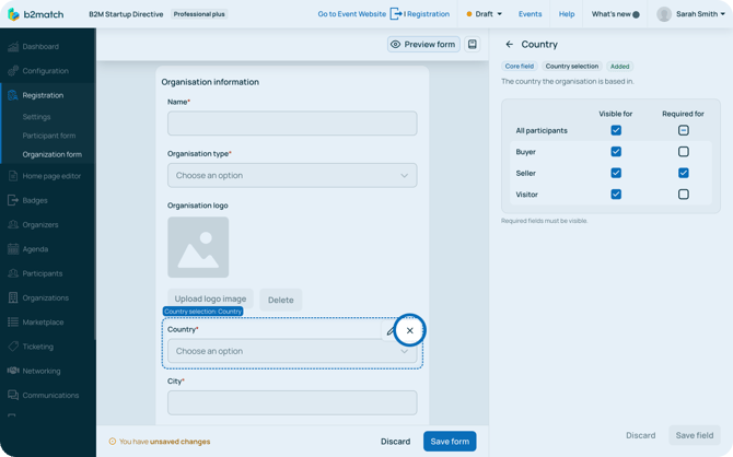Removing org reg field