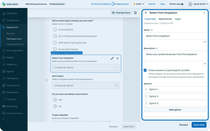 Select from dropdown