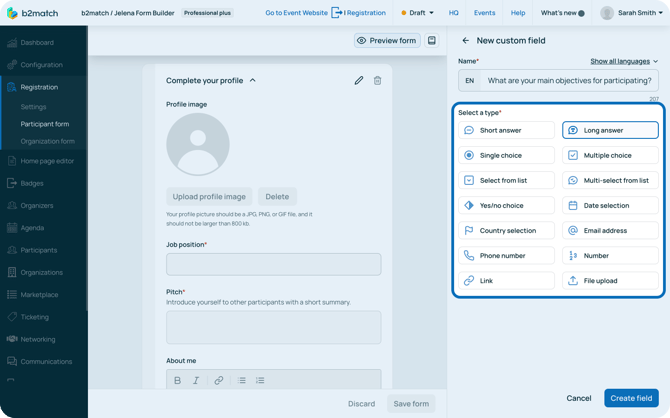 Types of custom fields