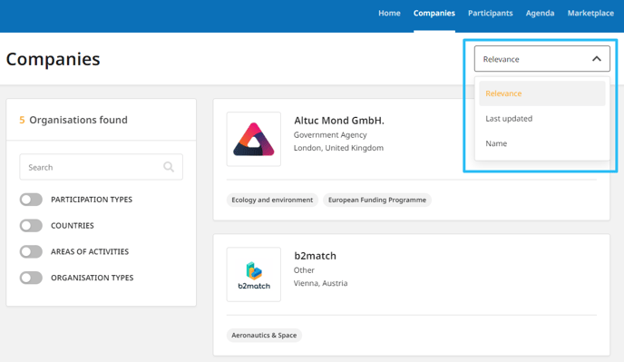 v6 - filters on Companies